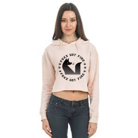 Women's Crop Top Hoodie-Pink