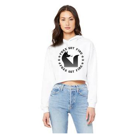 Women's Crop Top Hoodie-White